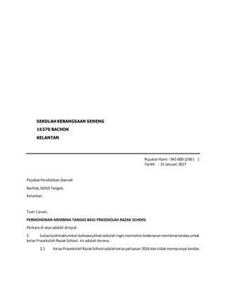 Kertas kerja tandas prasekolah | DOCX