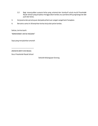 Kertas kerja tandas prasekolah | DOCX