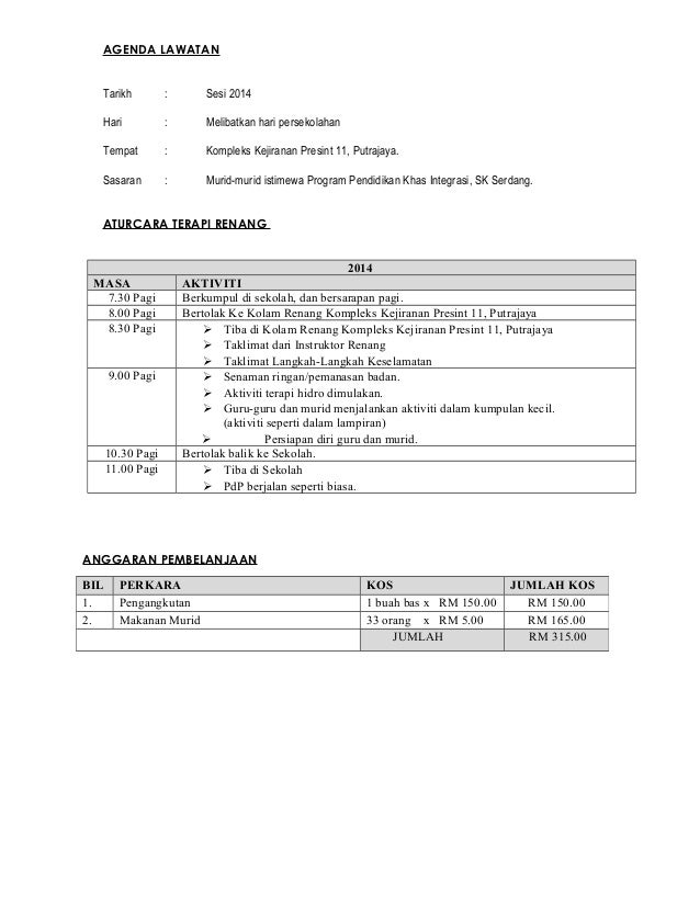 Kertas kerja terapi renang
