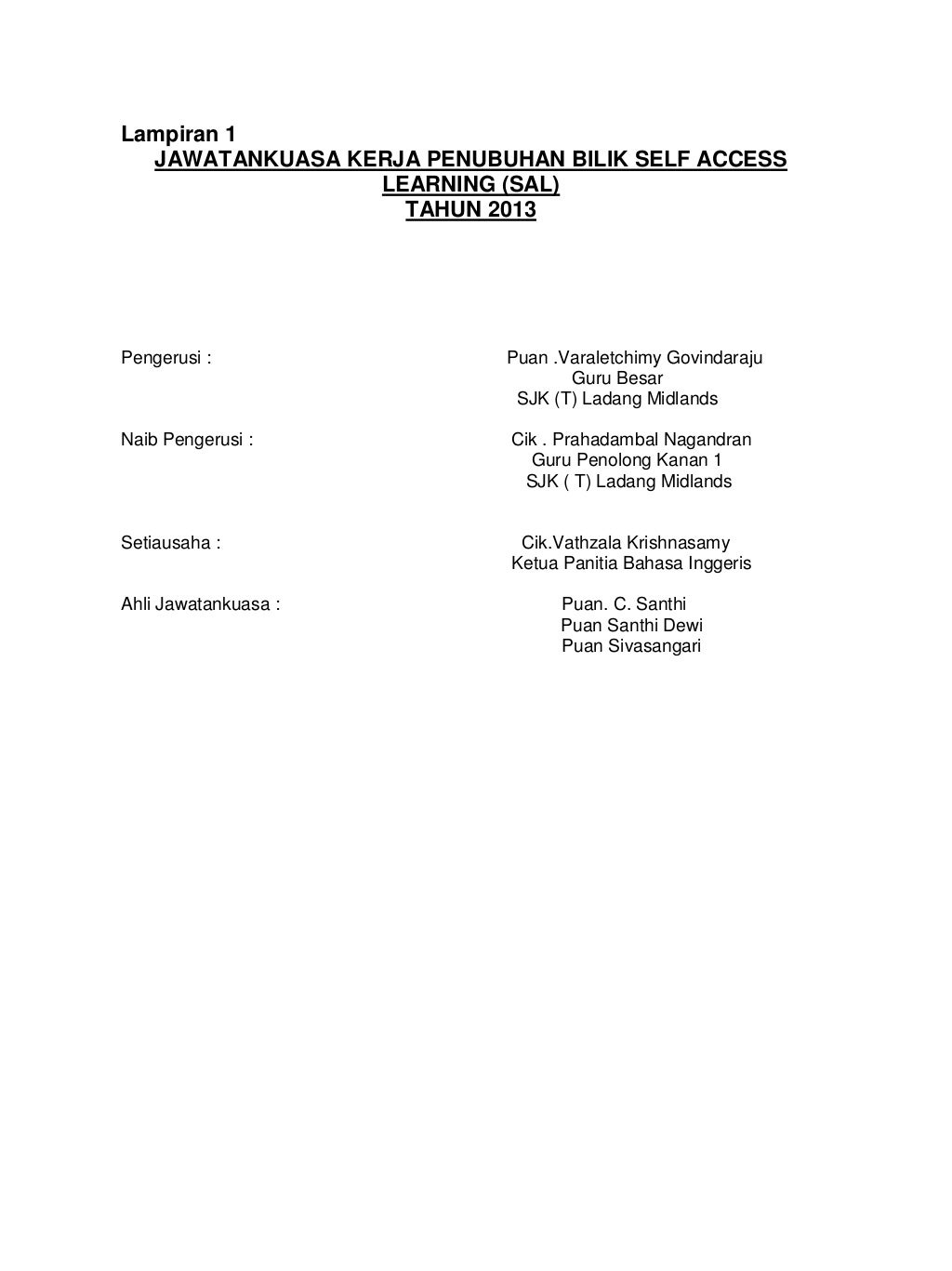 Kertas kerja untuk projek