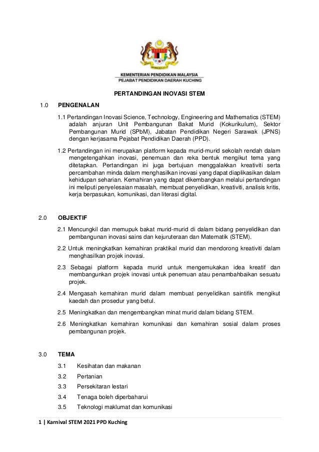 Kertas Konsep Karnival Stem 2021 Ppd Kuching Sekolah Rendah