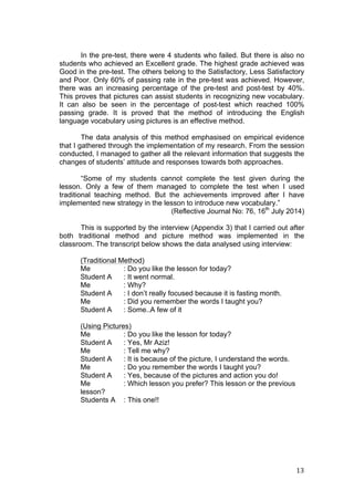 The effectiveness of using visual aids in introducing new vocabulary to ...