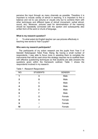 The effectiveness of using visual aids in introducing new vocabulary to ...