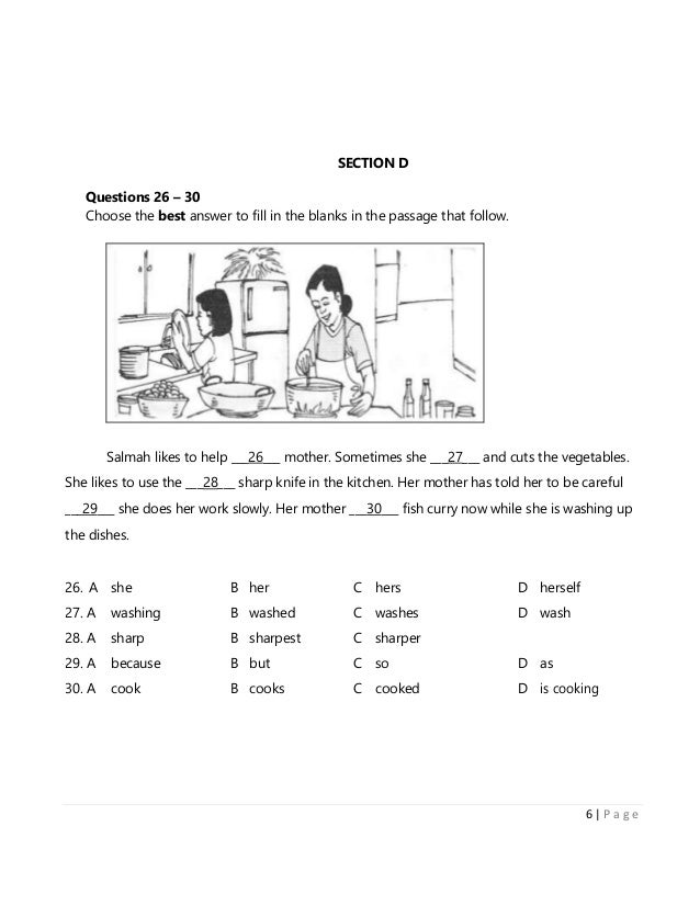 Kertas Soalan Bahasa Ingggeris Tahun 5