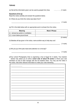 Kertas Soalan Percubaan Pt3 Bi 2014 Kulaijaya