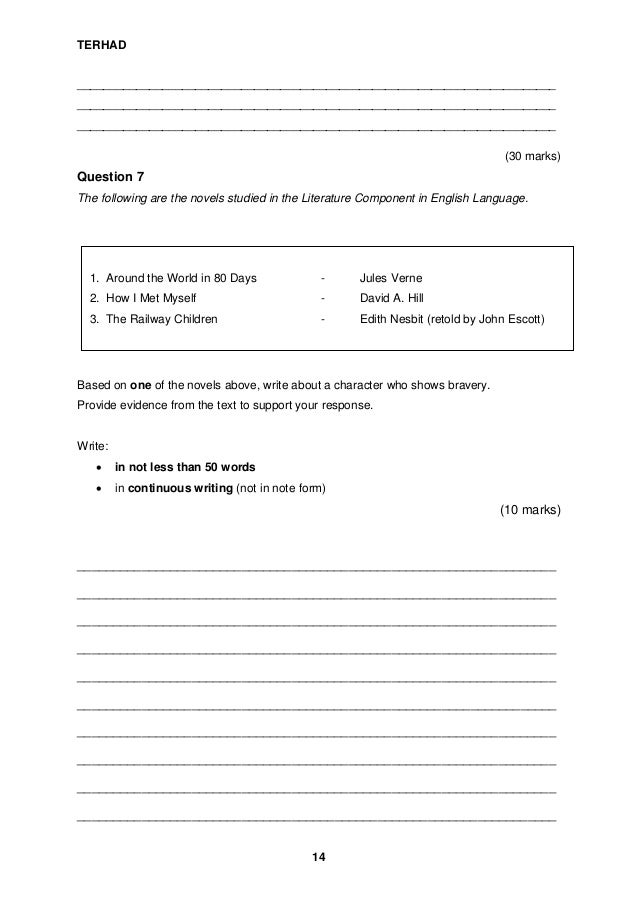 Kertas Soalan Percubaan PT3 BI 2014 Kulaijaya