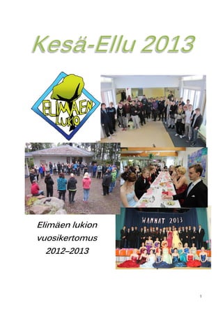 1
Elimäen lukion
vuosikertomus
2012–2013
 