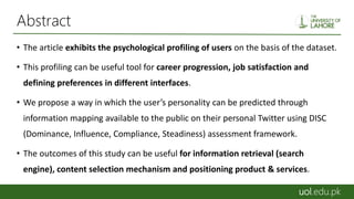 Personality Assessment using Twitter Tweets | PPT