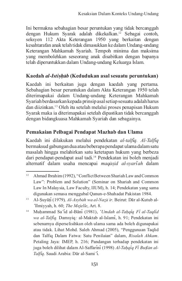 Kesaksian Dalam Konteks Undang Undang Keterangan Mahkamah Syariah Di