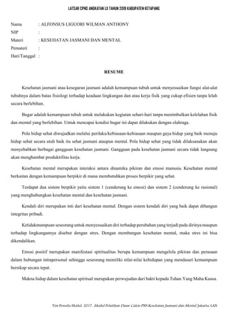 Kesehatan Jasmani Dan Mental