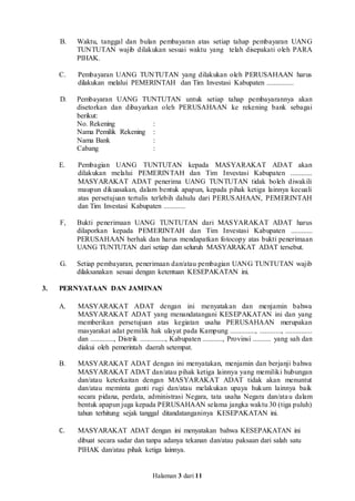 Contoh Perjanjian Kesepakatan Uang Tuntutan Masyarakat Adat atas Tanah Adat (Beli Perjanjian, Hub: 08118887270 (WA))