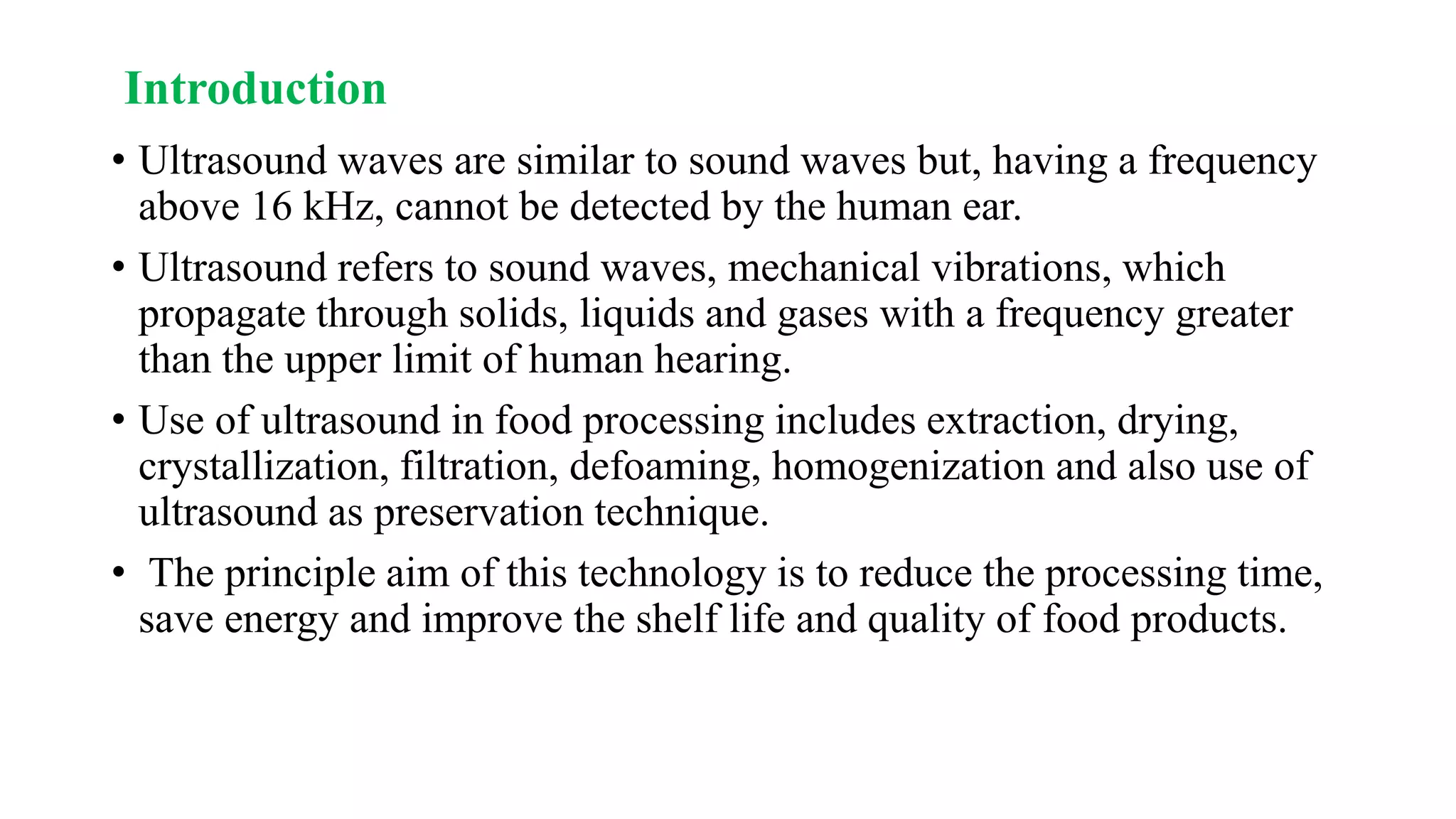 Ultrasound in food preservation