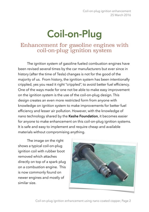 Keshe CoilOnPlug ignition system