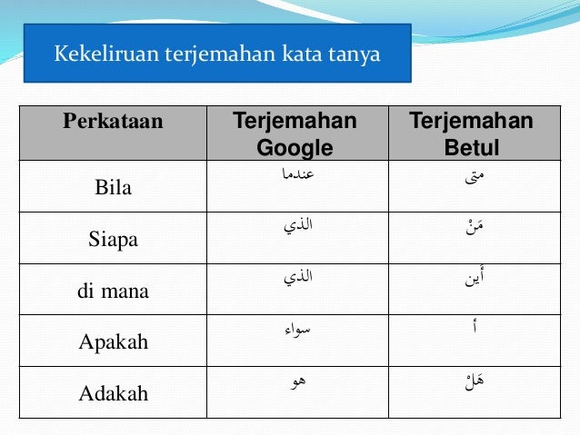 Kesilapan Terjemahan Bahasa Melayu Bahasa Arab Dalam