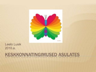 KESKKONNATINGIMUSED ASULATES
Leelo Lusik
2010.a.
 