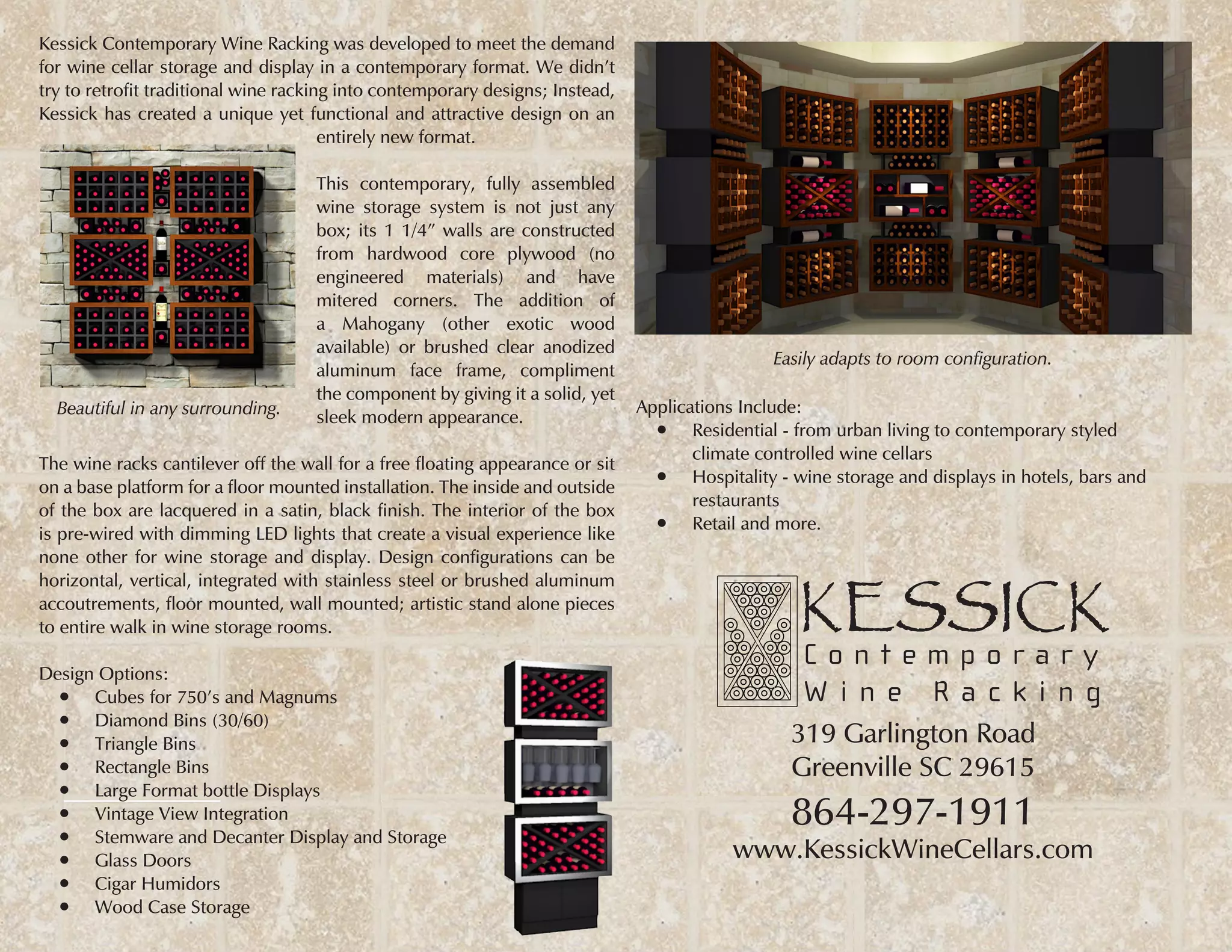 Curated visual reference: Kessick Contemporary Wine Racks Brochure Photo Inspiration