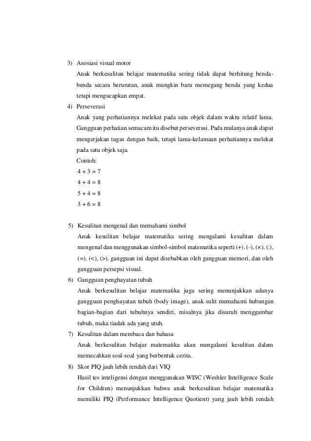 Kesulitan belajar matematika