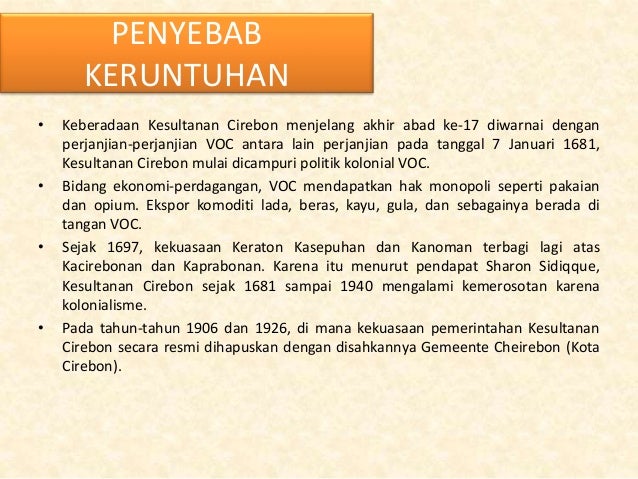 Penyebab Runtuhnya Kerajaan Cirebon Mudah