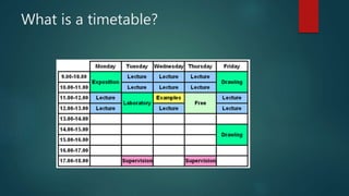 What is a timetable?
 