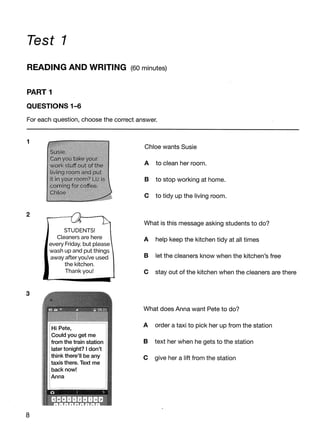 Ket 2020 a2 key 1 authentic practice tests | PDF