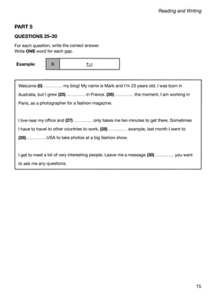 Ket 2020 a2 key 1 authentic practice tests | PDF