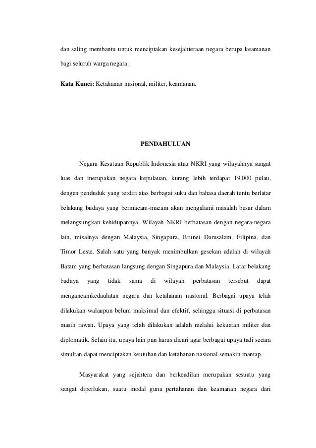 Ketahanan Nasional Dibidang Pertahanan Militer Dan Keamanan