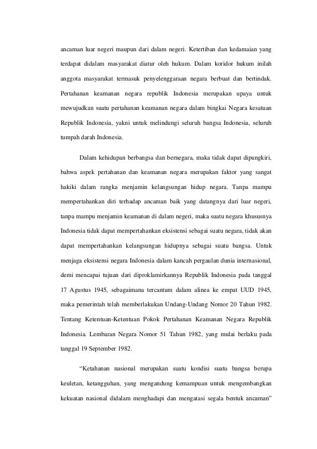 Ketahanan Nasional Dibidang Pertahanan Militer Dan Keamanan