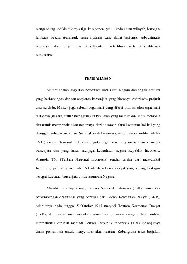 Ketahanan Nasional Dibidang Pertahanan Militer Dan Keamanan