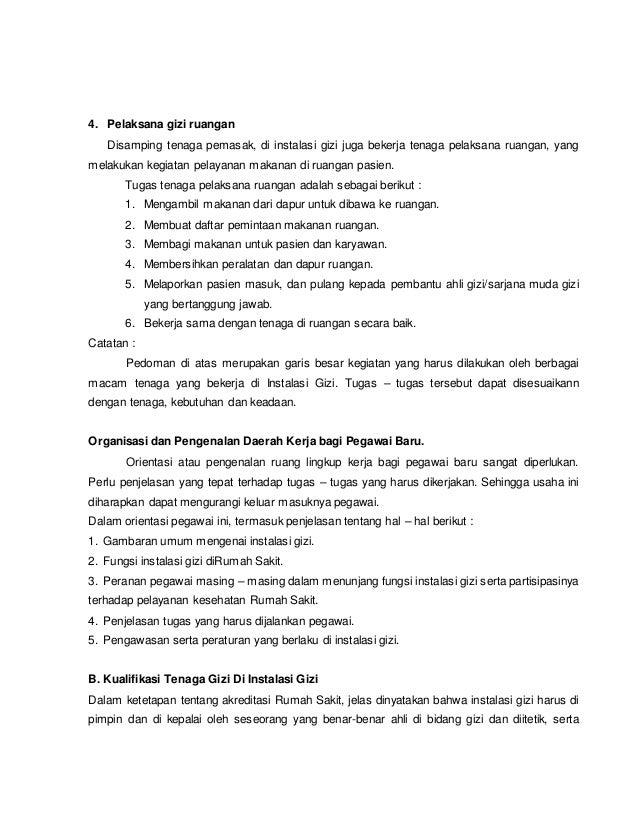 Ketenagaan Di Instalasi Gizi