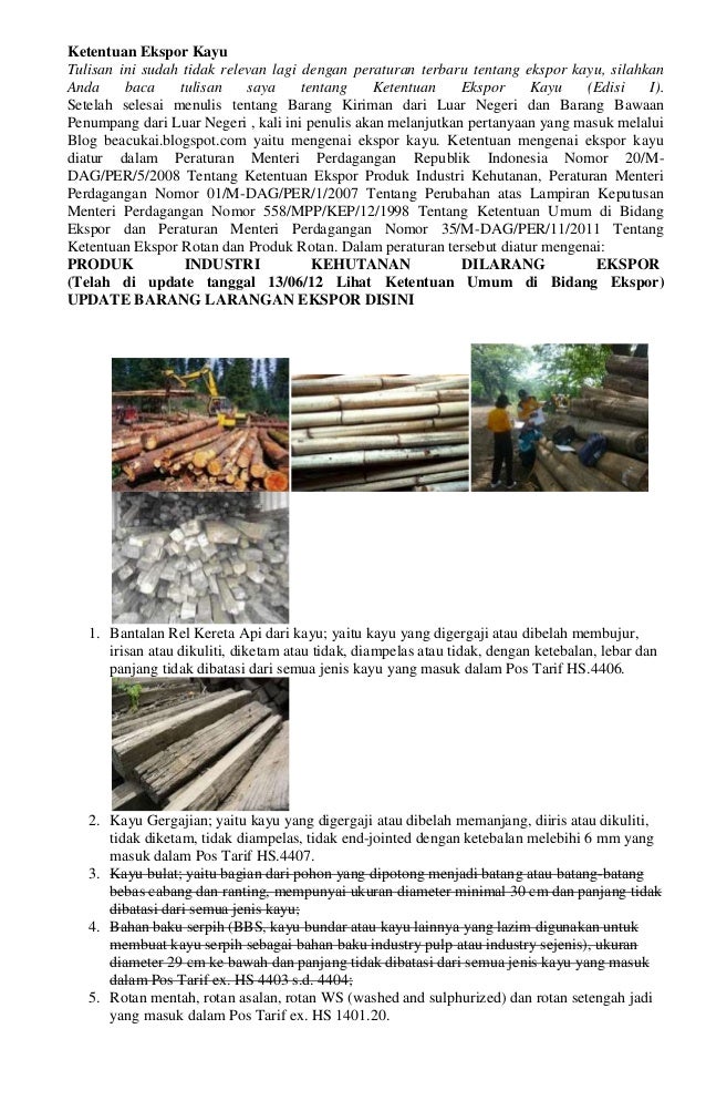 Ketentuan ekspor  kayu 
