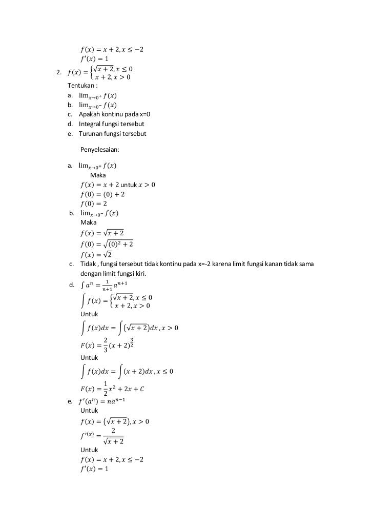 Keterkaitan antara fungsi, limit, kekontinuan, turunan 