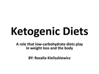 Ketogenic Diets
A role that low-carbohydrate diets play
in weight loss and the body

BY: Rozalia Kieliszkiewicz

 