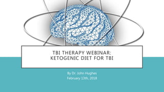 TBI THERAPY WEBINAR:
KETOGENIC DIET FOR TBI
By Dr. John Hughes
February 13th, 2018
 