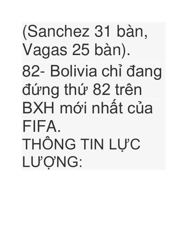 Ket qua bong da truc tiep xsmb chile vs bolivia