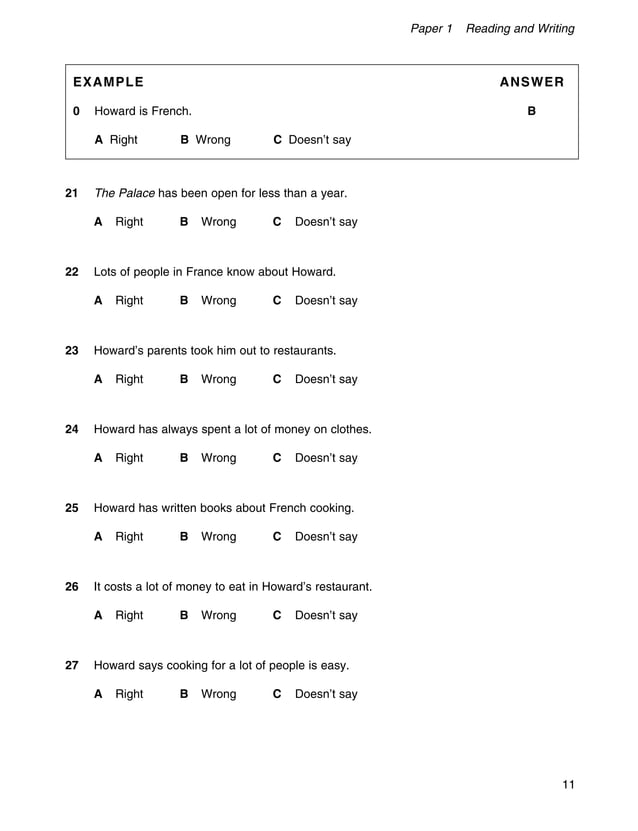 Ket reading and writing practice