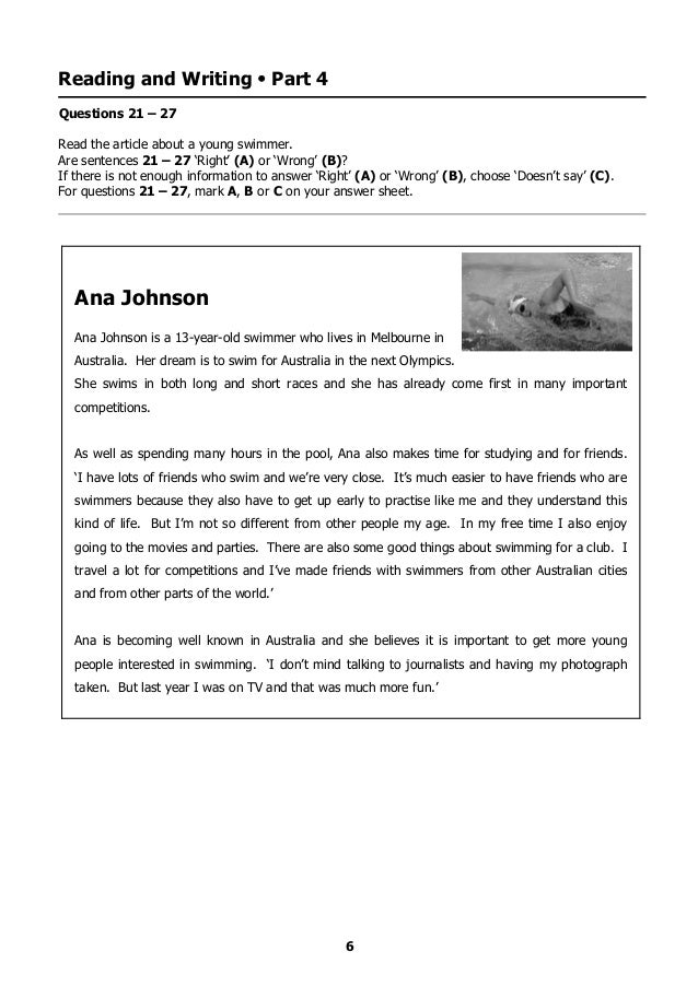 Key English test for Schools reading_writing_sample