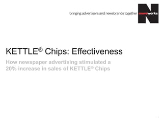 KETTLE® Chips: Effectiveness
1
How newspaper advertising stimulated a
20% increase in sales of KETTLE® Chips
 