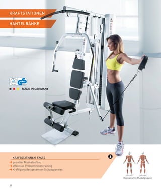 KRAfTSTATIONeN

HANTeLBäNKe




 ­ KRAfTSTATIONeN­­fACTS
     gezielter Muskelaufbau
     effektives Problemzonentraining
     Kräftigung des gesamten Stützapparates

                                              Beanspruchte Muskelgruppen


34
 