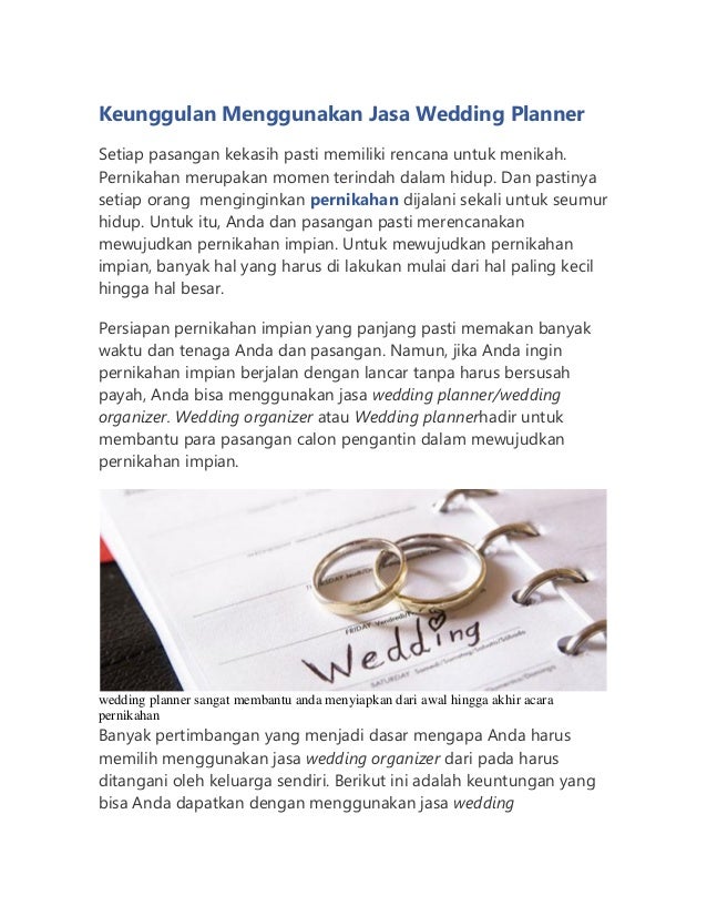 Keunggulan Menggunakan Jasa Wedding Planner Keunggulan Menggunakan Jasa Wedding Planner