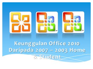 Keunggulan Office 2010
Daripada 2007 – 2003 Home
        & Student
 