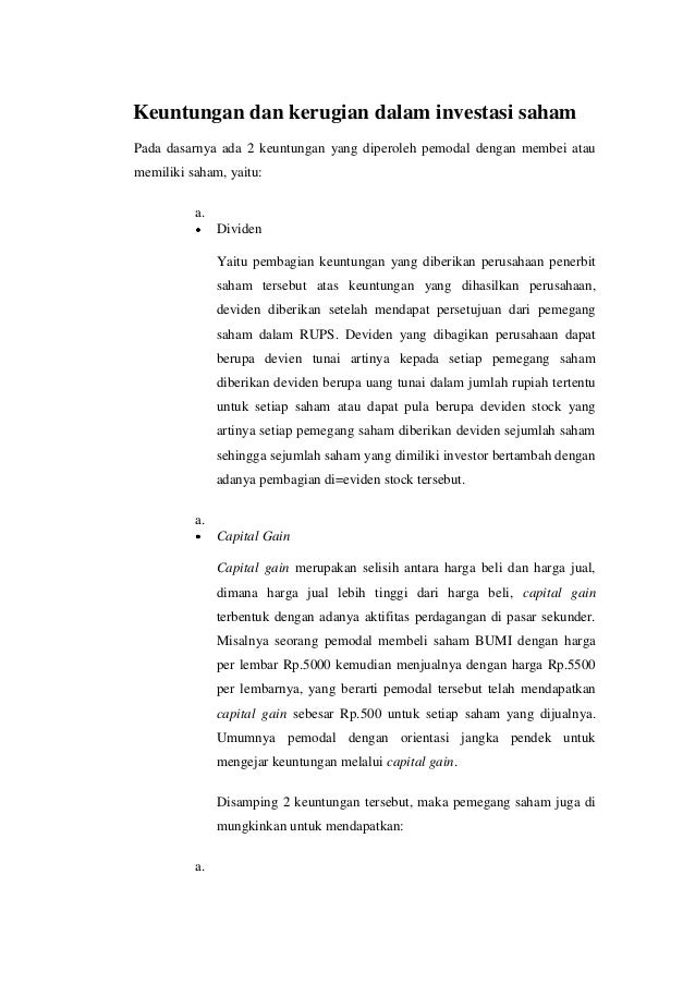 Keuntungan dan kerugian investasi forex