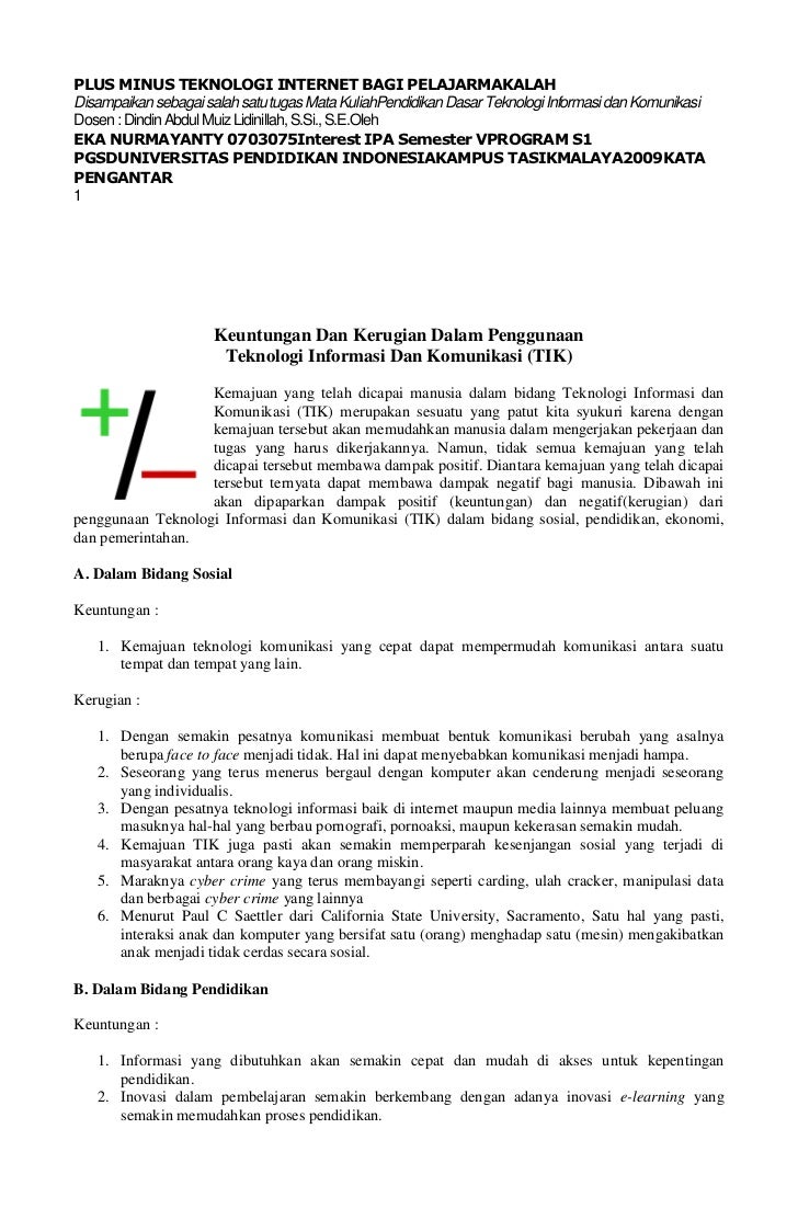 Keuntungan dan kerugian dalam penggunaan teknologi 2