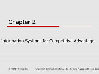 © 2007 by Prentice Hall Management Information Systems, 10/e Raymond McLeod and George Schel1
Chapter 2
Information Systems for Competitive Advantage
 