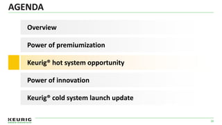 AGENDA
28
Power of premiumization
Overview
Power of innovation
Keurig® hot system opportunity
Keurig® cold system launch update
 