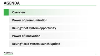 AGENDA
5
Power of premiumization
Overview
Power of innovation
Keurig® hot system opportunity
Keurig® cold system launch update
 