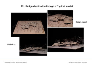 Scale:1:75
Design model
22- Design visualization through a Physical model
“REIMAGINING PRASAD” ( KITCHEN AND DINING ) THE ARCHITECTURAL DESIGN THESIS 2022
 