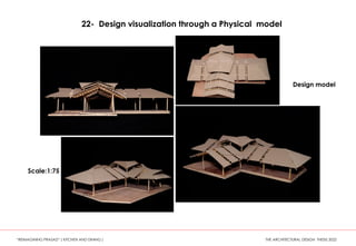 Scale:1:75
Design model
22- Design visualization through a Physical model
“REIMAGINING PRASAD” ( KITCHEN AND DINING ) THE ARCHITECTURAL DESIGN THESIS 2022
 