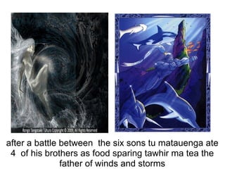 after a battle between the six sons tu matauenga ate 4 of his brothers as food sparing tawhir ma tea the father of winds and storms