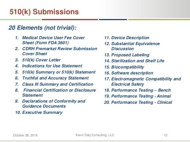510(k) cover letter fda 28, 2016 Kevin Presentation & Lunch Learn Daly October
