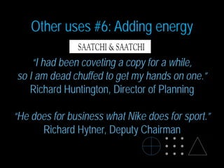Other uses #6: Adding energy
“I had been coveting a copy for a while,
so I am dead chuffed to get my hands on one.”
Richar...